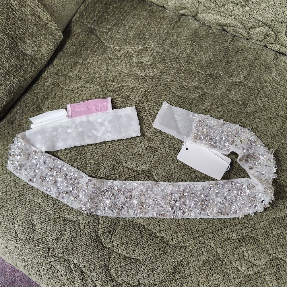 Bridal Dress Belt Ivory Rhinestone Crystal Size 16